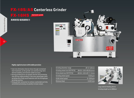 Σύστημα CNC Siemens 828D Centerless Grinding Machine με σύστημα κυκλώματος Fuji της Ιαπωνίας και ισχύ κινητήρα τροχού γραμμής 2-15KW