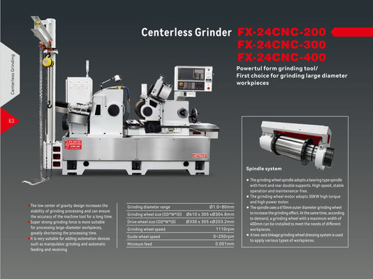 Υψηλής ακρίβειας CNC Centerless Grinder Super Strong Grinding Force Form Grinding για σκληρό κράμα FX-24CNC